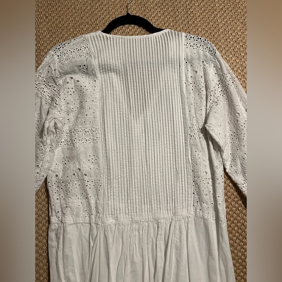 Zara | Eyelet Cotton Midi Dress Pleated Detail | US S - Picture 4 of 5